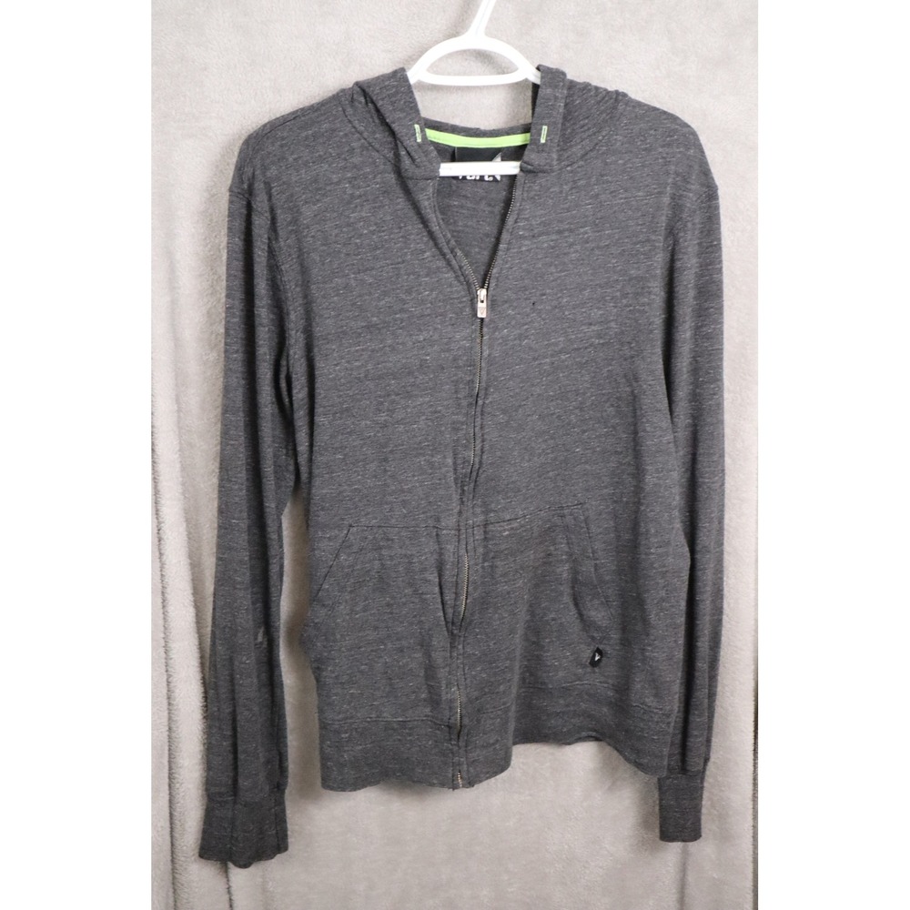 Vurt Medium Gray Full Zip Up Long Sleeve Lightweight Hoodie